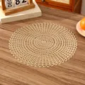 Gold round hollow-out PVC placemat with elegant heat-resistant design - Style N (Scale-Pattern Hollow) / Gold