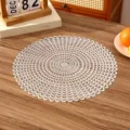 Silver hollow lace PVC placemat with heat insulation for elegant dining table - Style N (Scale-Pattern Hollow) / Silver