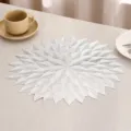 Silver leaf pattern heat resistant PVC placemat for dining table decorative table mat - Style O (Overlapping Leaves) / Silver