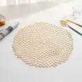 Elegant gold floral PVC placemat for high-end western dining and heat insulation - Style P (Butterfly & Floral Hollow-out) / Gold