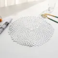 Elegant silver hollowed-out floral PVC placemat for luxury dining table decoration - Style P (Butterfly & Floral Hollow-out) / Silver