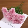 Macro detail showing realistic pink silk carnation flowers for elegant home decor - Deep Pink