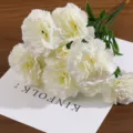 Close-up of elegant white artificial carnation bouquet for home floral decoration - White