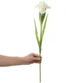 Lifelike white PU iris flower artificial single stem for elegant home decoration - White