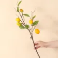 Realistic artificial lemon branch with five yellow fruits and green leaves for home decor - 5-Head Lemon Branch / Height 76cm