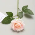 Single stem artificial rose with pink and white gradient curled petals - Champagne