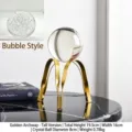 Modern European style luxury gold arched stand ornament with a clear crystal ball - 19.5x16x13cm / Golden Arch Large (Bubble Crystal)