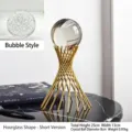 Modern luxury crystal ball ornament with golden metal twist stand for home decor - 25x13x13cm / Golden Waist Small (Bubble Crystal)