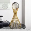 Tall gold stand crystal ball ornament with decorative bubbles for home decor - 29x14x14cm / Golden Waist Large (Bubble Crystal)