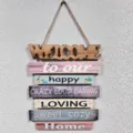 Close-up of wooden welcome home sign with rustic multi-color plaque design - 7-Layer Multicolor Plaque