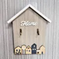 House-shaped wooden wall hook with 'Home' inscription for key and accessory storage - New Style / Gray