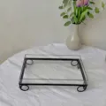 Soporte rectangular moderno de acrílico para postres con marco de hierro negro - 30*20*7cm / Negro