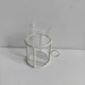 Creative glass cylinder vase with white iron holder for hydroponics or candles - Beige