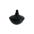 Elegante tarro de cerámica negra minimalista para snacks con pomo redondo en la tapa - Tarro de Almacenamiento de Snacks con Tapa (T16012) / Hierro; 12x12x11cm / Negro