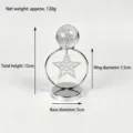 Silver plated iron crystal ball ornament with hollow star design, desktop decoration - 5*7.5*12cm / Pentagram