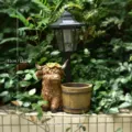 Outdoor Solar Highland Cow Garden Statue with Resin Lantern and Planter Dimensions - Wooden Bucket Street Lamp Cow