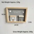 Creative Nordic wooden shadow box frame with 3D miniature houses decor, 24x18cm. - Gray