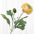 Eleganter künstlicher gelber Ranunkelstiel mit zwei Köpfen für die Hochzeitsdekoration - Gelb