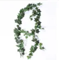 Detailed view of two-meter artificial green ivy vine with realistic leaf texture and veins - Green