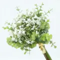 Ramo artificial de paniculata blanca y eucalipto verde para la decoración del hogar - Verde