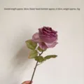 Elegant purple artificial rose variant with realistic burnt edge petals, 50cm length. - Single Unit / Purple