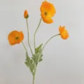 Ramo vibrante de amapolas artificiales naranjas con tallos flocados realistas para hogar - Naranja