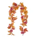 Close-up of artificial maple leaf garland for autumn and Halloween wall decor. - Red-Orange Gradient Style (YB097-B)