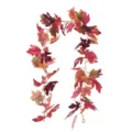 Close-up detail of realistic artificial autumn maple leaf garland for wall decor - Warm Autumn Yellow-Green Style (YB097-C)
