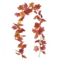 Detail view of a 6-foot artificial autumn maple leaf garland with realistic fall colors. - Golden Autumn Orange-Yellow Style (YB097-D)