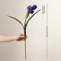 Artificial PU iris flower, 58cm long with 8cm flower head, realistic touch SKU. - Purple