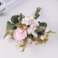 Detailed view of elegant pink and cream artificial flower bouquet for wedding decoration - Pink Rose Ranunculus Bundle / Pink