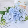 Elegant light blue artificial flower bouquet with hydrangea for wedding home decor - Blue