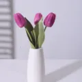 Elegant purple moisturizing artificial tulips in white ceramic vase for home decor - Rose Red