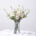Elegant artificial white daisy bouquet for pastoral home decoration and wedding photography - White