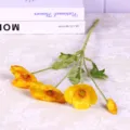 Ramo de amapolas artificiales amarillas con tallos flocados para decoración de hogar - Amarillo