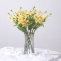 Artificial yellow daisy bouquet in clear glass vase for elegant home floral decoration - Yellow