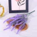 Artificial 5-branch flocked lavender bunch for rustic home floral decoration - Purple Flocked Style / Purple