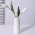 Realistic white artificial tulip flower with high quality for home decor and props - White