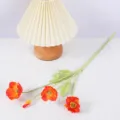 Rama de amapola naranja artificial con tallo flocado para decoración del hogar sala - Rojo Atardecer