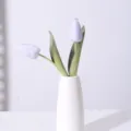 Elegant light purple moisturizing artificial tulip flowers in white ceramic vase - Light Purple