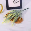 Artificial 5-pronged flocked yellow-green lavender sprig for rustic farmhouse home decor - Yellow