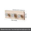 Rustieke houten wandkapstok met 3 decoratieve haken, afmetingen 29,5 x 10 cm SKU - 3 Haken