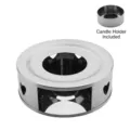 Stainless steel tea warmer base with heart-shaped cutouts and candle holder - Heart Hollow Style (With Candle Holder) / Heart / Silver