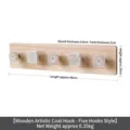 Houten wandkapstok met 5 decoratieve haken met patroon voor de hal of entree - 5 Haken
