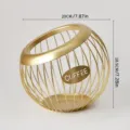 Panier de rangement doré minimaliste pour capsules de café en fer, diamètre de 20 cm - Or