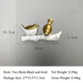Decorative white and gold bird branch wall hook for entryway keys and coat storage - White Gold 2-Bird