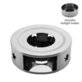 Stainless steel tea warmer base with star cutouts and matching candle holder - Star Hollow Style (With Candle Holder) / Star / Silver