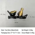 Creative wall-mounted bird branch hook in elegant black and gold finish for entryways - Black Gold 2-Bird