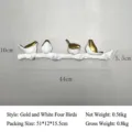 Elegant gold and white four-bird decorative wall-mounted branch hook for entryway - White Gold 4-Bird