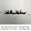European style resin bird on branch wall hook decorative organizer in black and gold - Black Gold 4-Bird